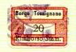 Marca da Bollo del Comune di BORGO TOSSIGNANO su Carta Bianca di dimensioni 19 x 13 mm