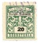 Marca da Bollo del Comune di BORGO VERCELLI su Carta Bianca di dimensioni 23 x 27 mm