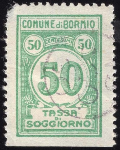 Marca da Bollo del Comune di BORMIO su Carta Bianca Sottile di dimensioni 21 X 27 mm