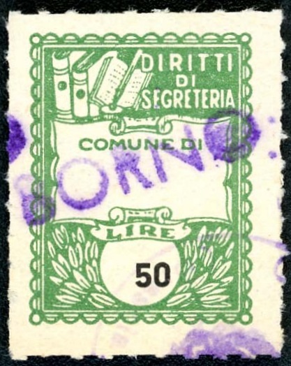 Marca da Bollo del Comune di BORNO su Carta Bianca di dimensioni 22 x 29 mm