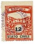 Marca da Bollo del Comune di BORRIANA su Carta Bianca di dimensioni 22,5 x 29 mm