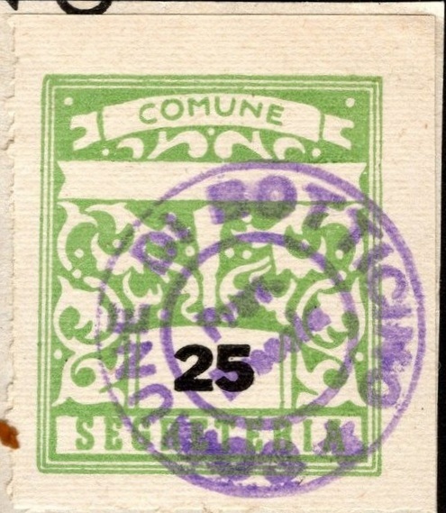 Marca da Bollo del Comune di BOTTICINO su Carta Bianca di dimensioni 24 x 28 mm