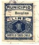 Marca da Bollo del Comune di BOVALINO su Carta Bianca Sottile di dimensioni 22,5 x 28,5 mm