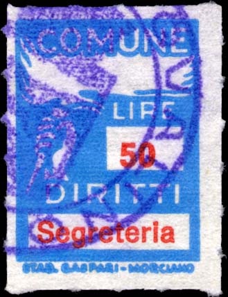 Marca da Bollo del Comune di BOVALINO su Carta Bianca Sottile di dimensioni 18,5 x 26 mm