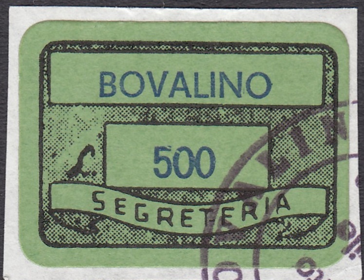 Marca da Bollo del Comune di BOVALINO su Carta Verde di dimensioni 24 x 12 mm