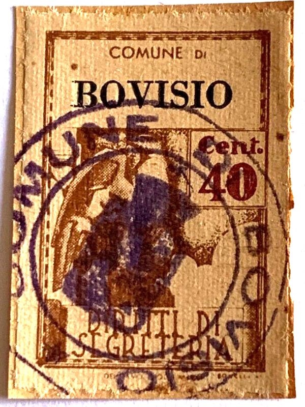 Marca da Bollo del Comune di BOVISIO - MASCIANO su Carta Bianca Sottile di dimensioni 23 x 32 mm