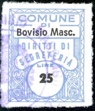 Marca da Bollo del Comune di BOVISIO - MASCIANO su Carta Bianca di dimensioni 17 x 21 mm