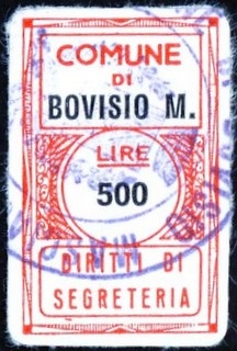 Marca da Bollo del Comune di BOVISIO - MASCIANO su di dimensioni 17 x 27 mm