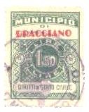Marca da Bollo del Comune di BRACCIANO su Carta Bianca di dimensioni 24 x 31 mm