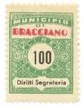 Marca da Bollo del Comune di BRACCIANO su Carta Bianca di dimensioni 22,5 x 29 mm