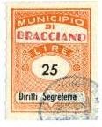 Marca da Bollo del Comune di BRACCIANO su Carta Bianca di dimensioni 22,5 x 29 mm