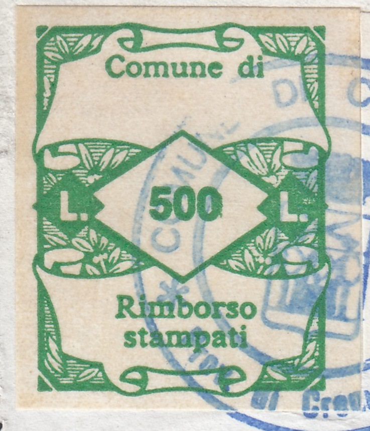 Marca da Bollo del Comune di CASTELVERDE su Carta Bianca Sottile di dimensioni 22 x 28 mm