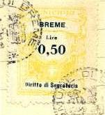 Marca da Bollo del Comune di BREME su Carta Bianca di dimensioni 29 x 31 mm