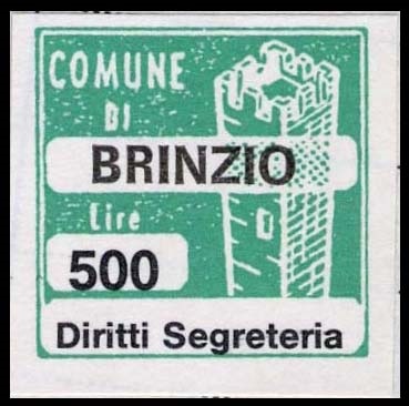 Marca da Bollo del Comune di BRINZIO su Carta Bianca di dimensioni 20 x 20 mm