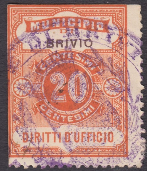 Marca da Bollo del Comune di BRIVIO su Carta Bianca di dimensioni 24 x 31 mm