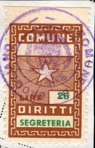 Marca da Bollo del Comune di BROGLIANO su Carta Bianca di dimensioni 16 x 24 mm