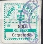 Marca da Bollo del Comune di BROLO su Carta Bianca di dimensioni 19 x 20,5 mm