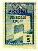 Marca da Bollo del Comune di BRONI su Carta Bianca Sottile di dimensioni 21 X 32 mm