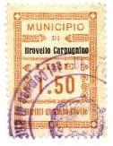 Marca da Bollo del Comune di BROVELLO - CARPUGNINO su Carta Bianca di dimensioni 22 x 31,5 mm