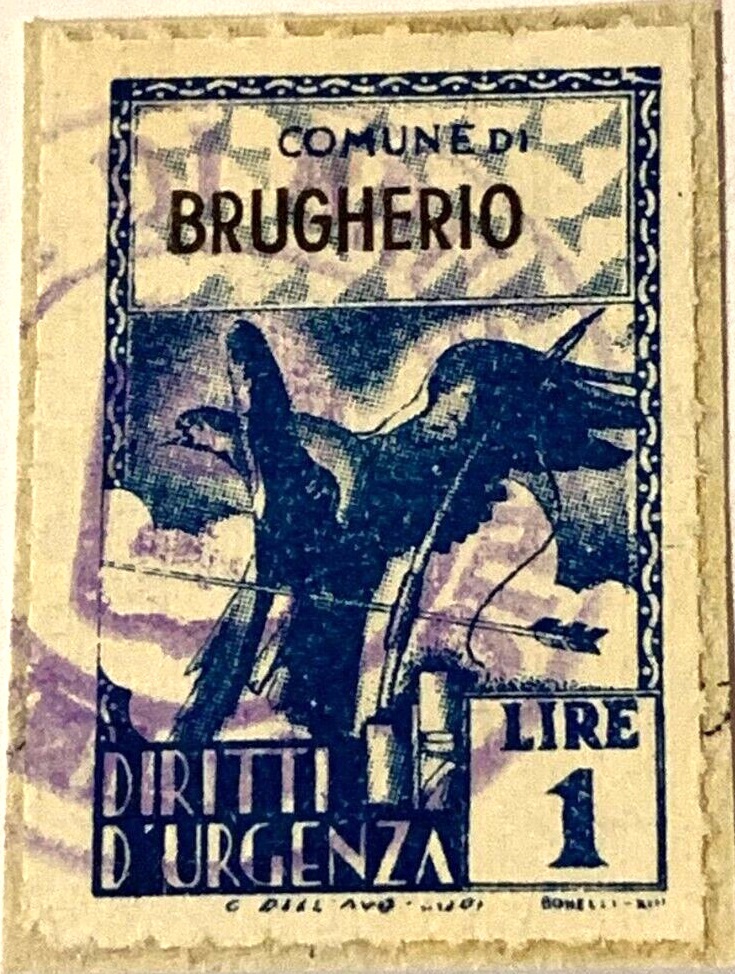 Marca da Bollo del Comune di BRUGHERIO su Carta Bianca di dimensioni 23 x 29 mm
