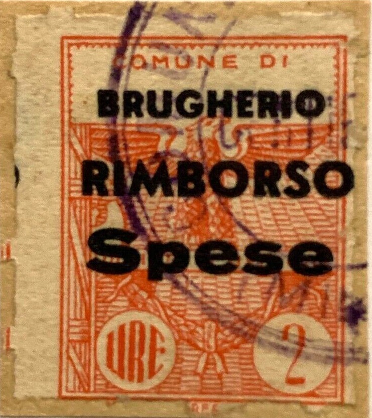 Marca da Bollo del Comune di BRUGHERIO su Carta Bianca di dimensioni 23 x 27 mm