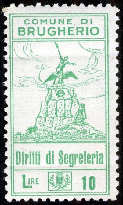 Marca da Bollo del Comune di BRUGHERIO su Carta Bianca Sottile di dimensioni 22,5 x 41,5 mm