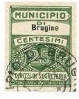 Marca da Bollo del Comune di BRUGINE su Carta Bianca Sottile di dimensioni 22 x 29 mm