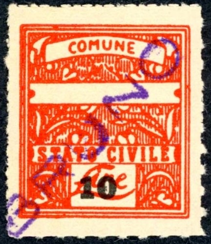 Marca da Bollo del Comune di BRUNO su Carta Bianca Sottile di dimensioni 23 x 27 mm