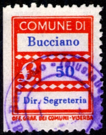 Marca da Bollo del Comune di BUCCIANO su Carta Bianca di dimensioni 20 x 28 mm