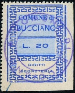 Marca da Bollo del Comune di BUCCIANO su Carta Bianca di dimensioni 22 x 29 mm