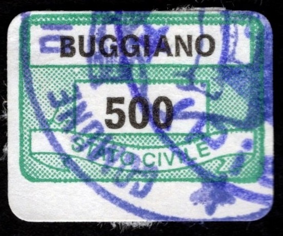 Marca da Bollo del Comune di BUCCIANO su Carta Bianca di dimensioni 20 x 14 mm