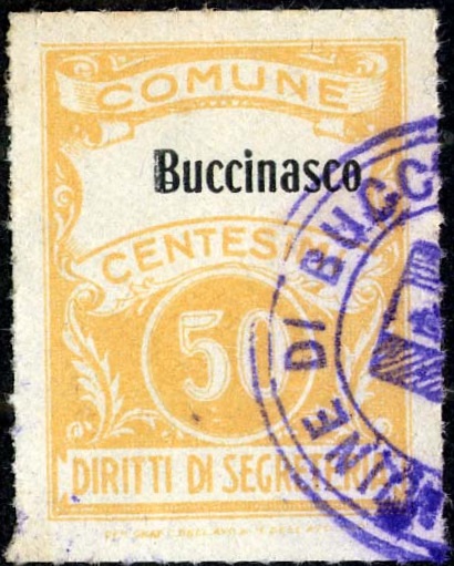 Marca da Bollo del Comune di BUCCINASCO su Carta Bianca di dimensioni 22,5 x 29 mm