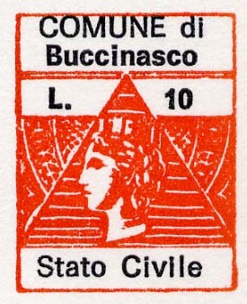 Marca da Bollo del Comune di BUCCINASCO su Carta Bianca di dimensioni 22 x 28 mm