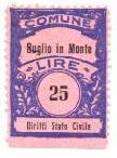 Marca da Bollo del Comune di BUGLIO IN MONTE su Carta Bianca di dimensioni 22 x 29 mm