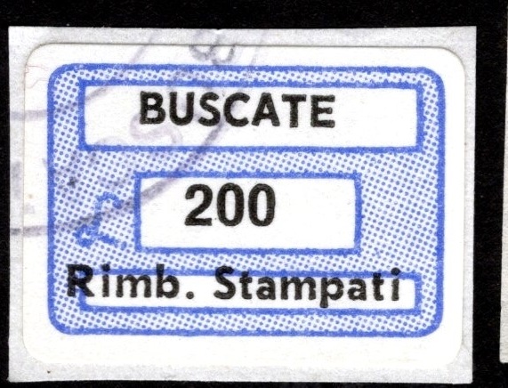 Marca da Bollo del Comune di BUSCATE su Carta Bianca Sottile di dimensioni 20 x 14 mm