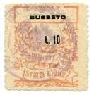 Marca da Bollo del Comune di BUSSETO su Carta Bianca Sottile di dimensioni 22,5 x 28,5 mm