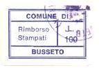 Marca da Bollo del Comune di BUSSETO su Carta Bianca di dimensioni 27 x 17 mm