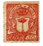 Marca da Bollo del Comune di BUSSI SUL TIRINO su Carta Bianca Sottile di dimensioni 26,5 x 30 mm