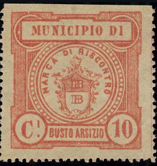 Marca da Bollo del Comune di BUSTO ARSIZIO su Carta Bianca Sottile di dimensioni 30 x 31,5 mm