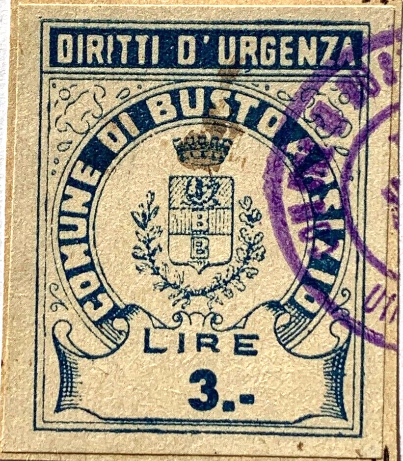 Marca da Bollo del Comune di BUSTO ARSIZIO su Carta Bianca di dimensioni 25 x 33 mm