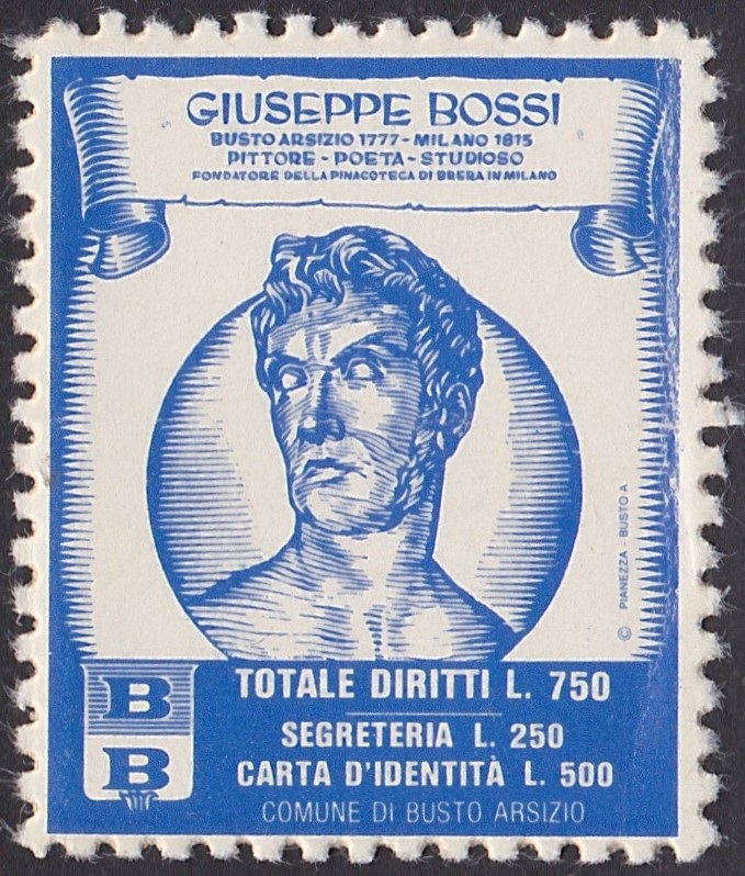 Marca da Bollo del Comune di BUSTO ARSIZIO su Carta Bianca di dimensioni 24 x 29,5 mm