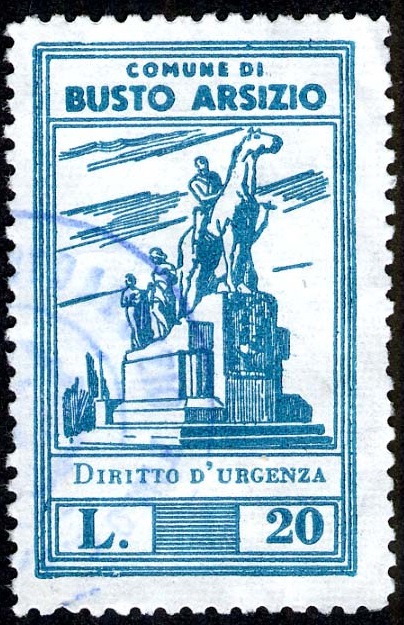 Marca da Bollo del Comune di BUSTO ARSIZIO su Carta Bianca di dimensioni 22,5 x 37,5 mm