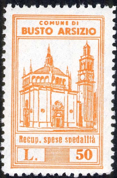 Marca da Bollo del Comune di BUSTO ARSIZIO su Carta Bianca di dimensioni 22,5 x 37,5 mm
