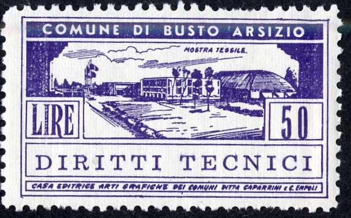 Marca da Bollo del Comune di BUSTO ARSIZIO su Carta Bianca di dimensioni 44 x 25 mm