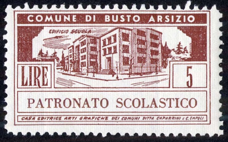 Marca da Bollo del Comune di BUSTO ARSIZIO su Carta Bianca di dimensioni 43,5 x 25 mm