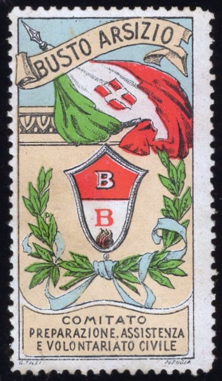 Marca da Bollo del Comune di BUSTO ARSIZIO su Carta Bianca di dimensioni 22 x 44 mm