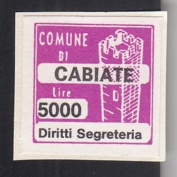 Marca da Bollo del Comune di CABIATE su Carta Bianca di dimensioni 20 x 20 mm