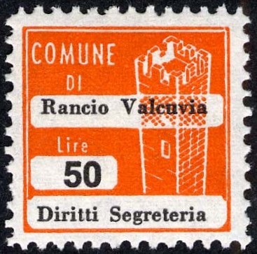 Marca da Bollo del Comune di RANCIO VALCUVIA su Carta Bianca di dimensioni 20 x 20 mm
