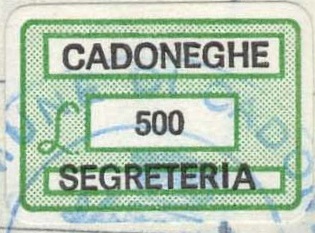 Marca da Bollo del Comune di CADONEGHE su Carta Bianca di dimensioni 19 x 13 mm