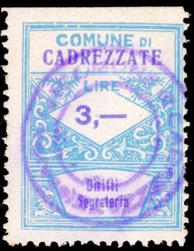Marca da Bollo del Comune di CADREZZATE su Carta Bianca di dimensioni 21 x 29 mm